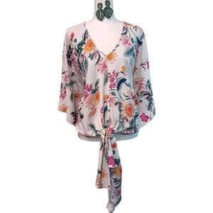 Chic Floral Tie-Front Blouse